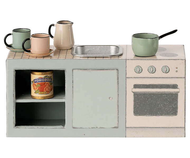 Maileg kitchen counter for mice miniature play furniture with accessories