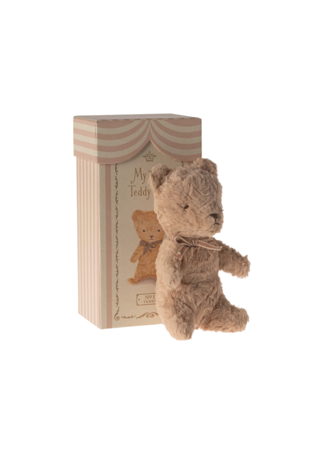Maileg My First Teddy in powder with pink ribbon and keepsake box