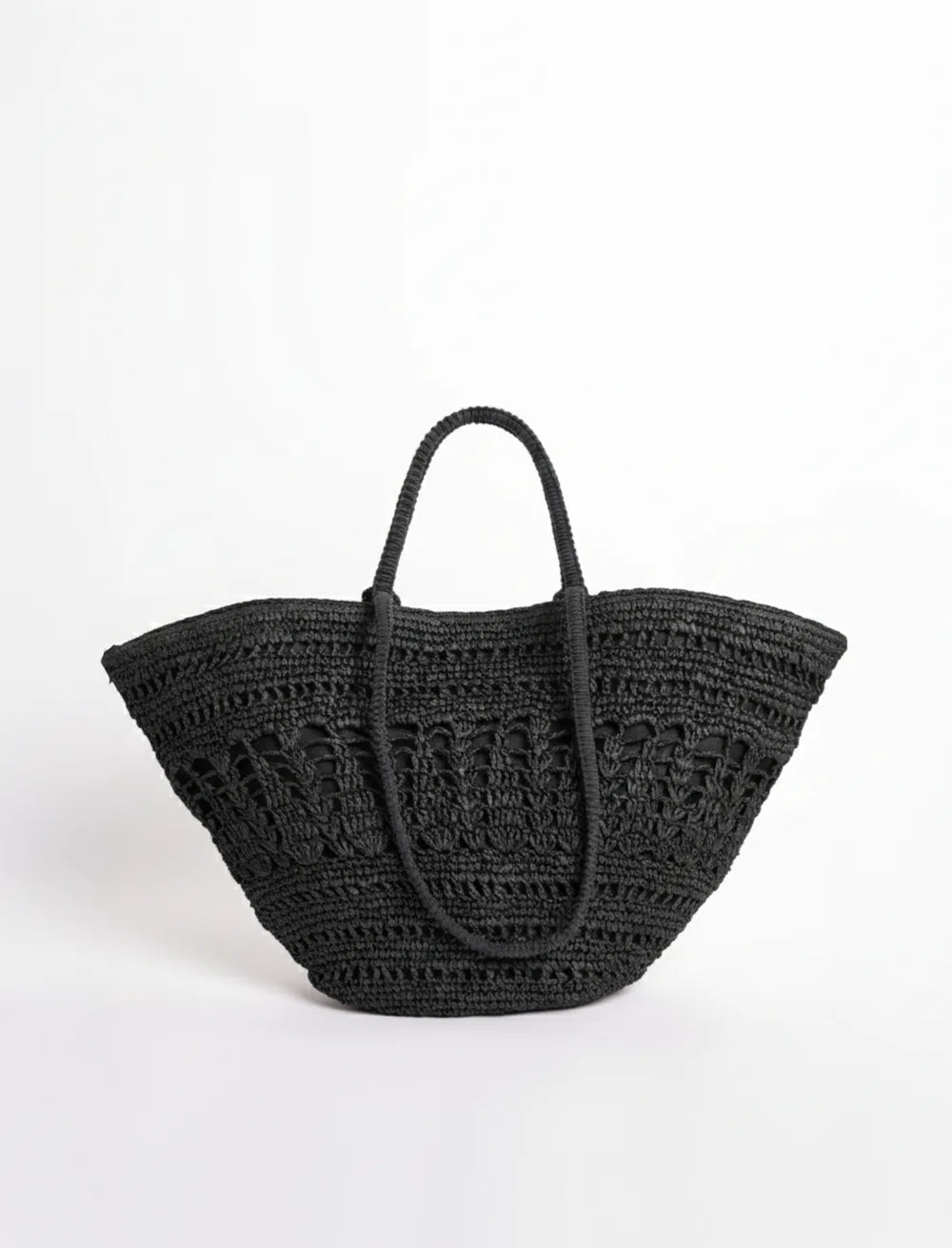 large woven raffia tote bag with double handles