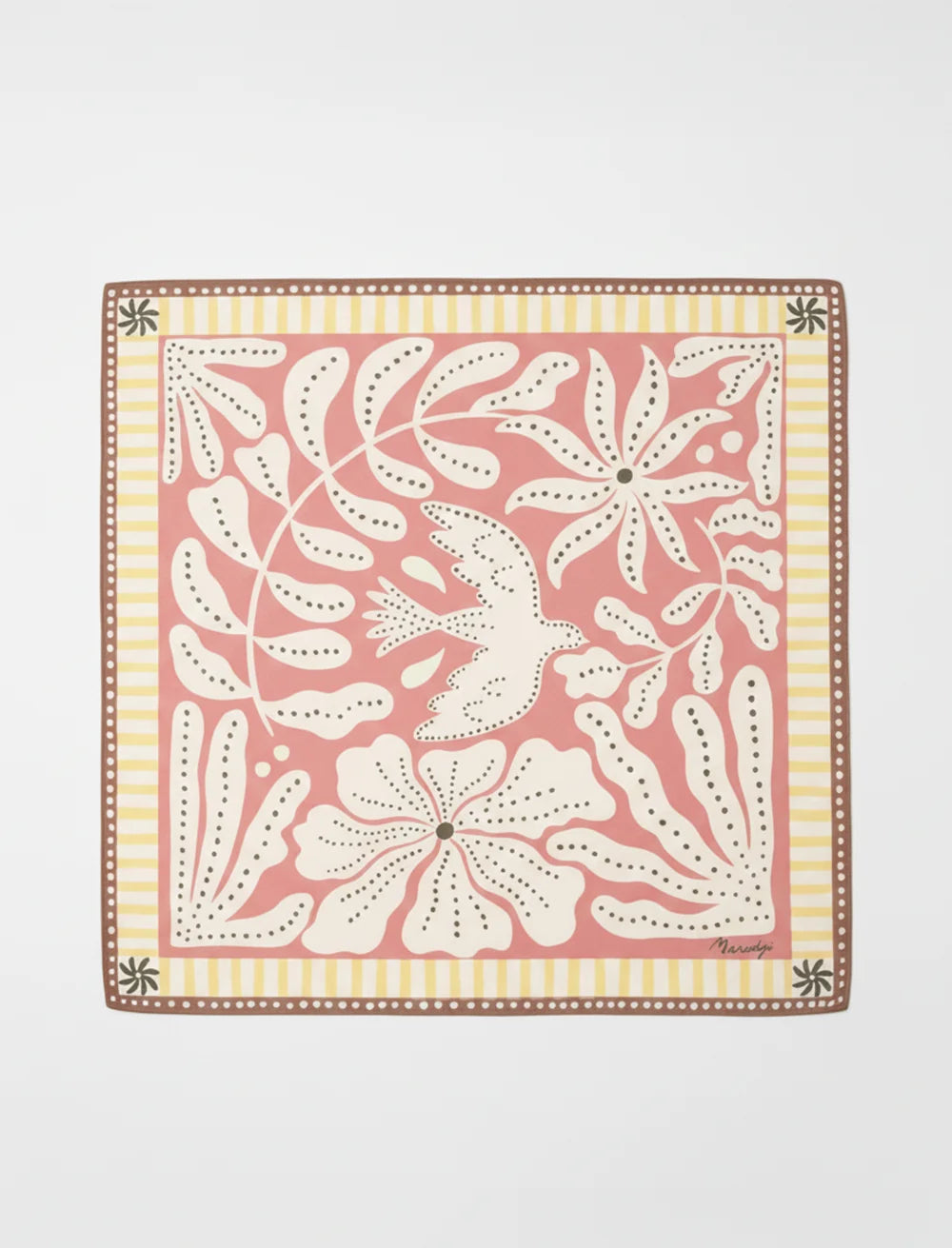 Lightweight cotton liberty scarf with bird and floral print in soft tones