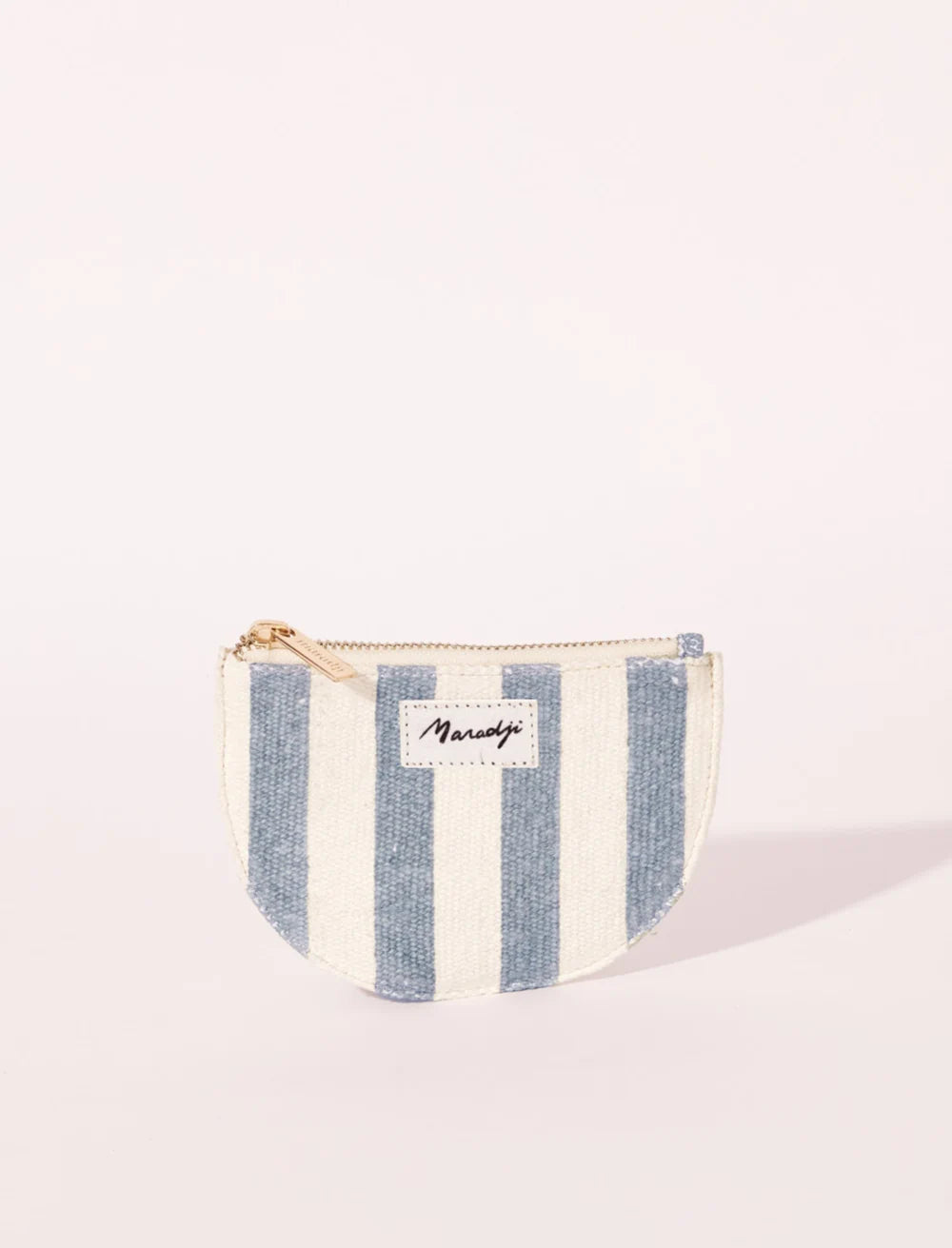 small striped cotton coin purse with zip closure