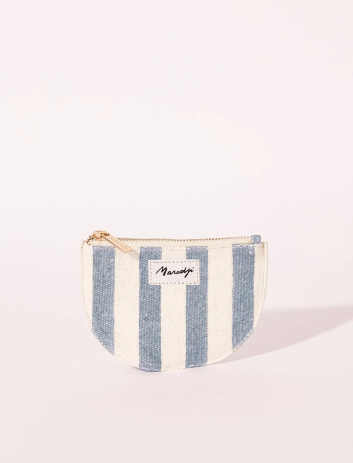 small striped cotton coin purse with zip closure