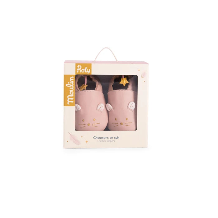 La Petite Ecole de Danse Leather Slippers - Pink Mouse - أحذية
