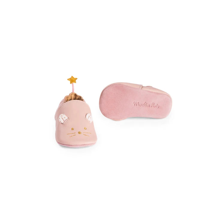 La Petite Ecole de Danse Leather Slippers - Pink Mouse - أحذية