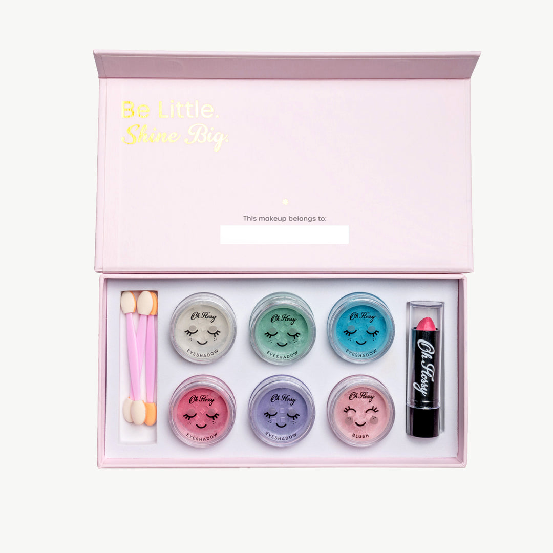 Deluxe kids makeup set with natural eyeshadows and blush