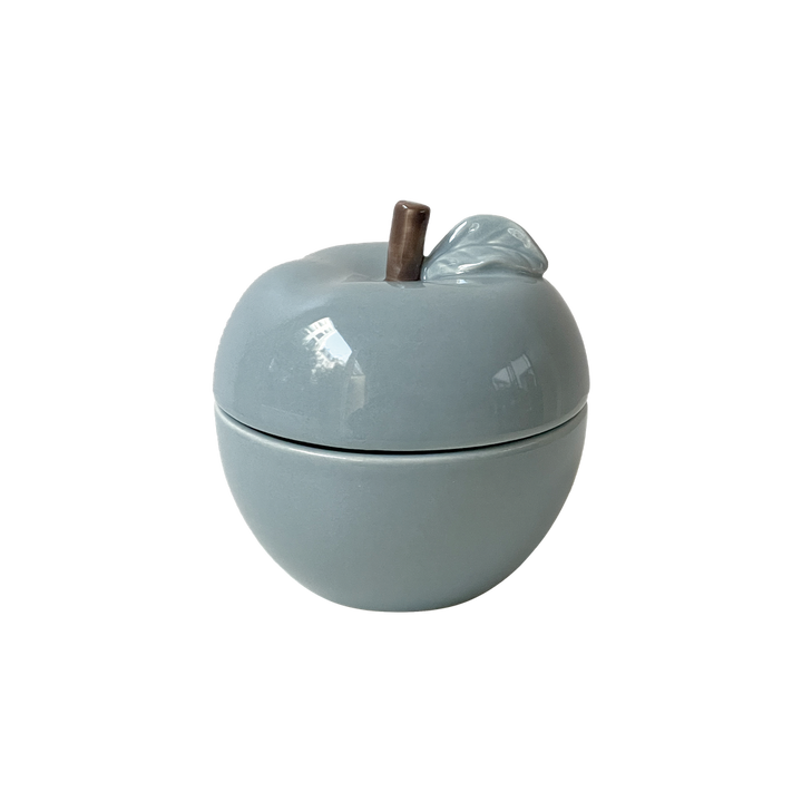 Apple shaped scented candle in ceramic jar with lid