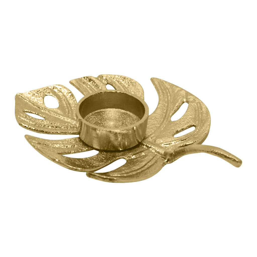 Gold metal leaf tealight candle holder decorative piece