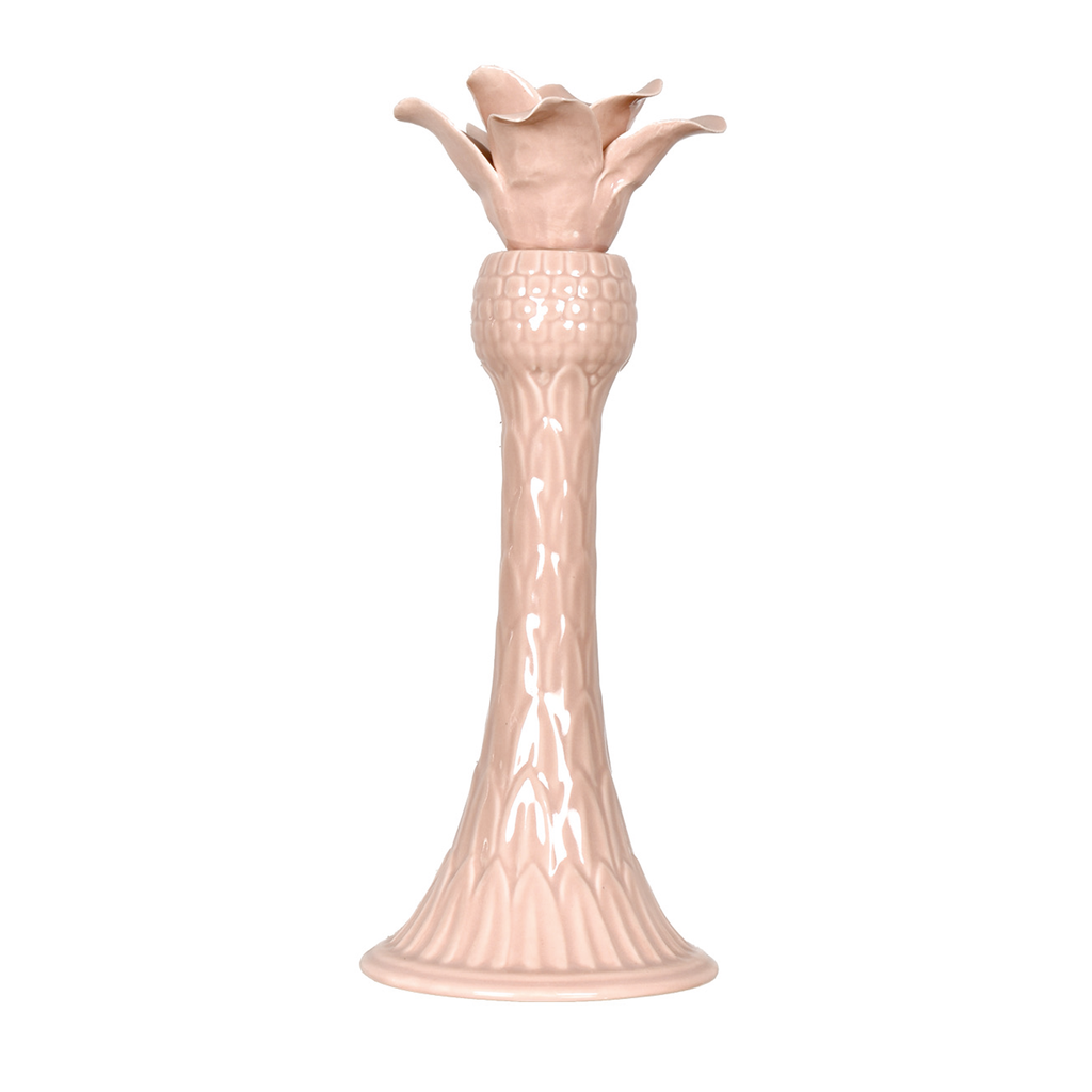 Pink ceramic flower candlestick holder decorative table candle stand