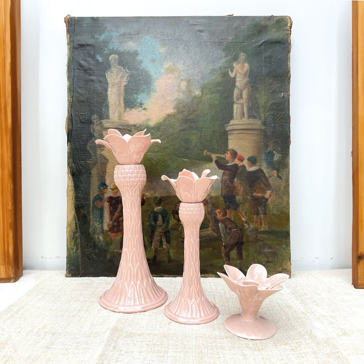 Ceramic Palm Tree Candle Holder - Pink - شمعدان