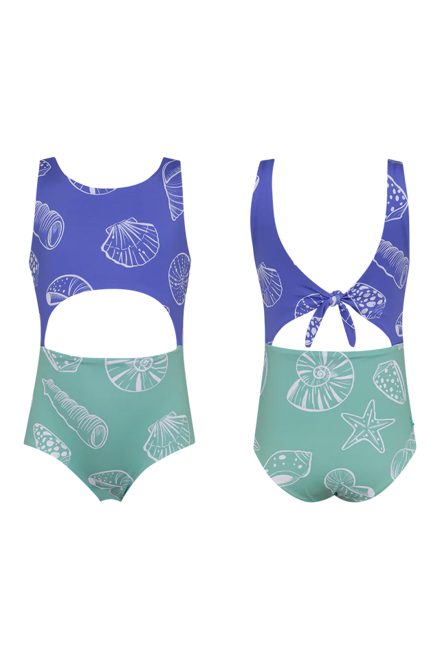 Girls ocean print trikini swimsuit