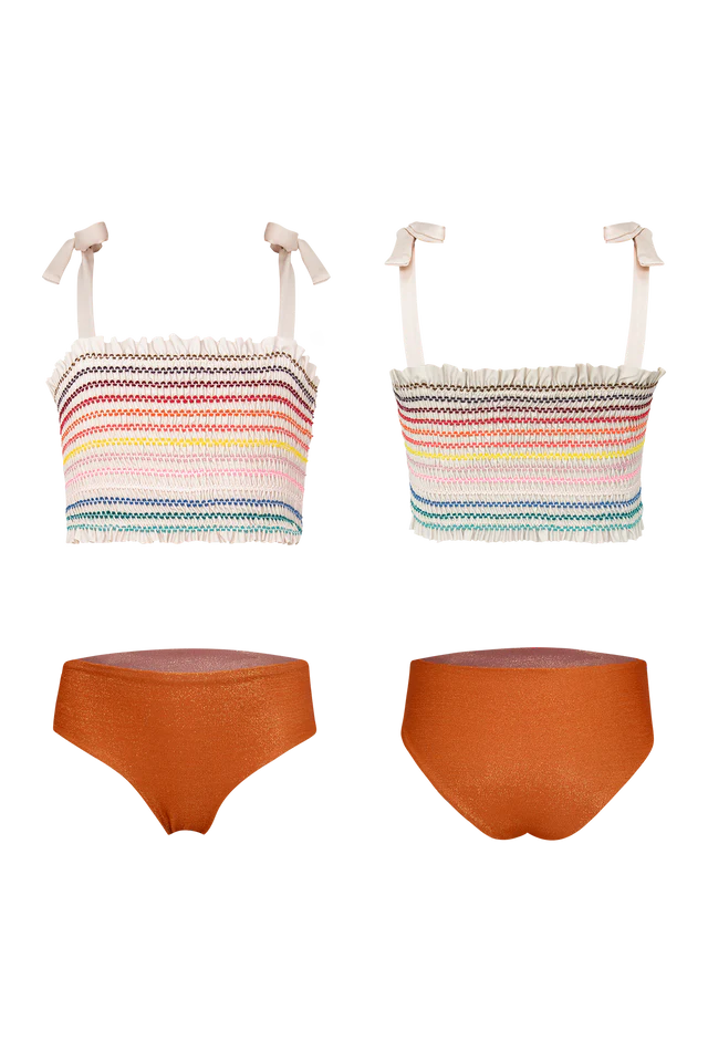 Girls smocked rainbow bikini set