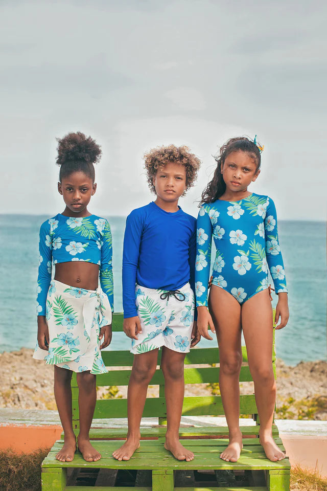 Swimsuit Jess Long Sleeves - Hibiscus Azul - سباح