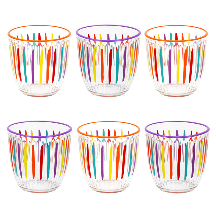 Striped Glass Tumblers - 6 Pack  صينية