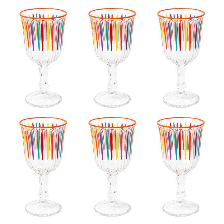 Striped Glass Wine - 6 Pack  صينية