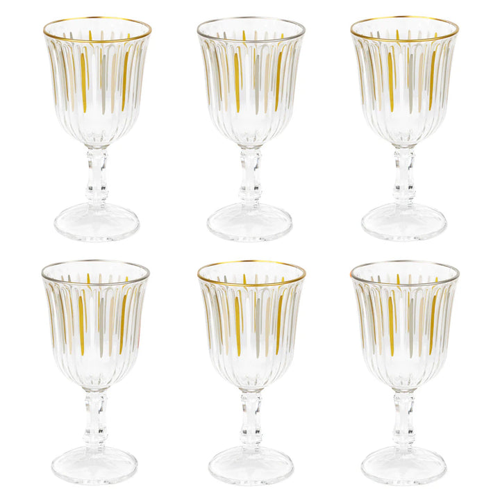Striped Glass Wine - 6 Pack  صينية