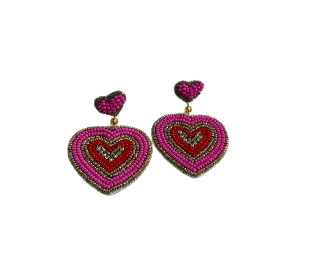 Pink Ripple Heart Earrings - مجوهرات