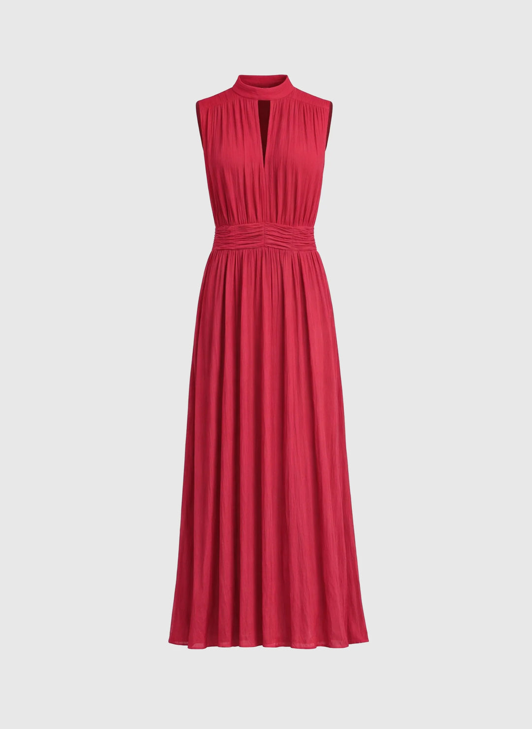 An’ge Orlany maxi dress with gathered waist and flowing sleeveless silhouette