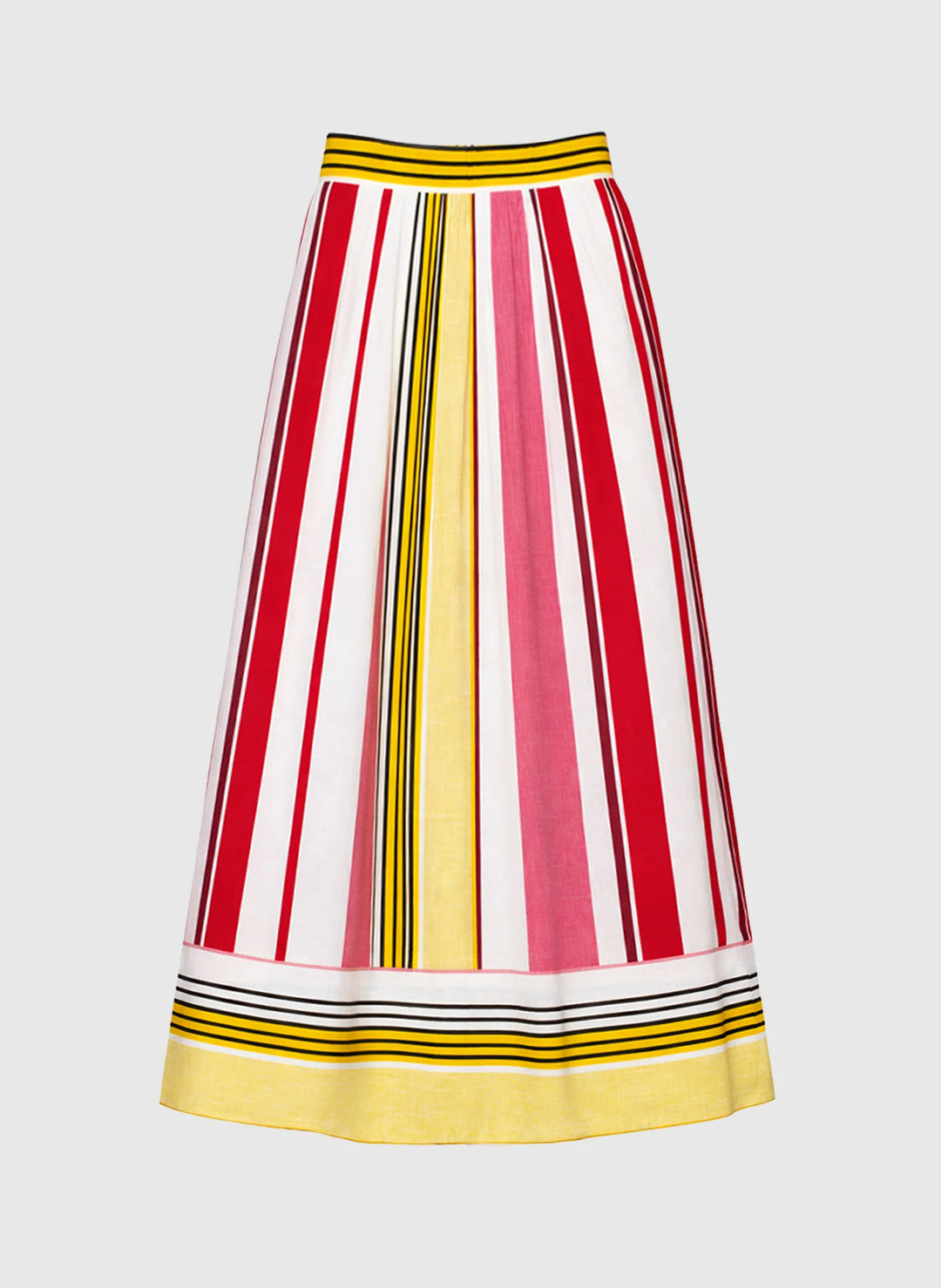 An’ge Ramiro multicolour striped midi skirt with high waist and flowing silhouette