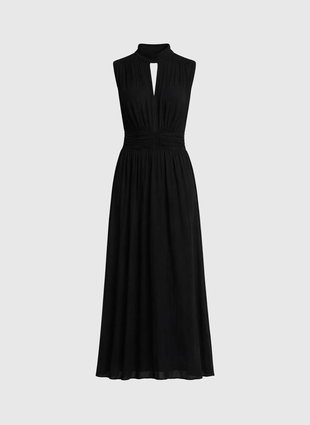 An’ge Orlany maxi dress with gathered waist and flowing sleeveless silhouette