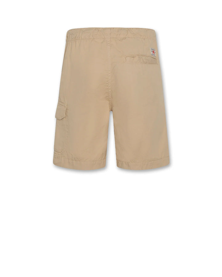 boys beige cargo shorts with drawstring waist
