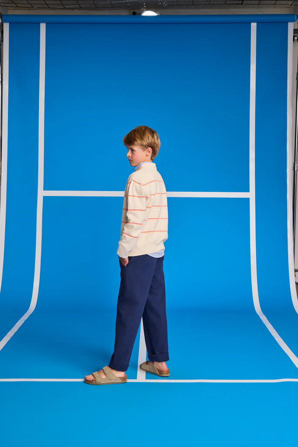 boys washed blue denim look jogger pants
