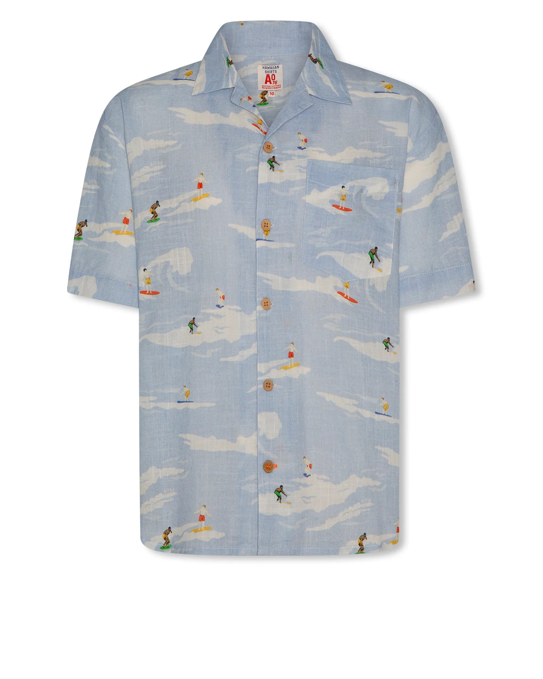 boys light blue surf print hawaiian short sleeve shirt
