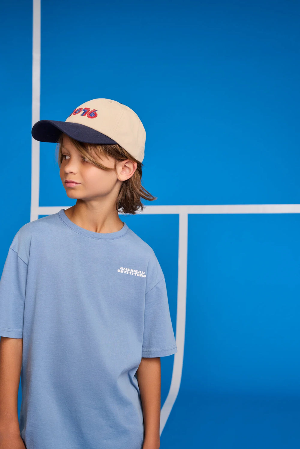 boys denim blue t-shirt with small chest logo
