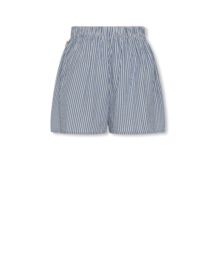 girls cobalt blue and white striped summer shorts

