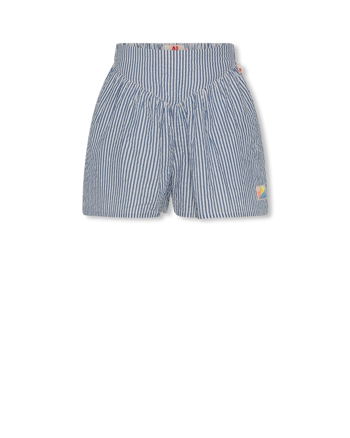 girls cobalt blue and white striped summer shorts
