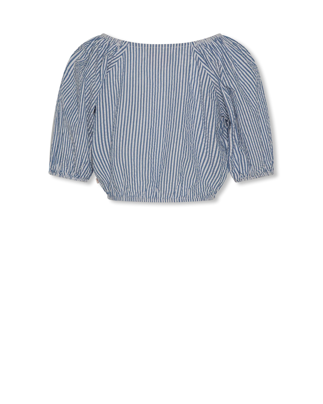 girls cobalt blue and white striped cropped blouse
