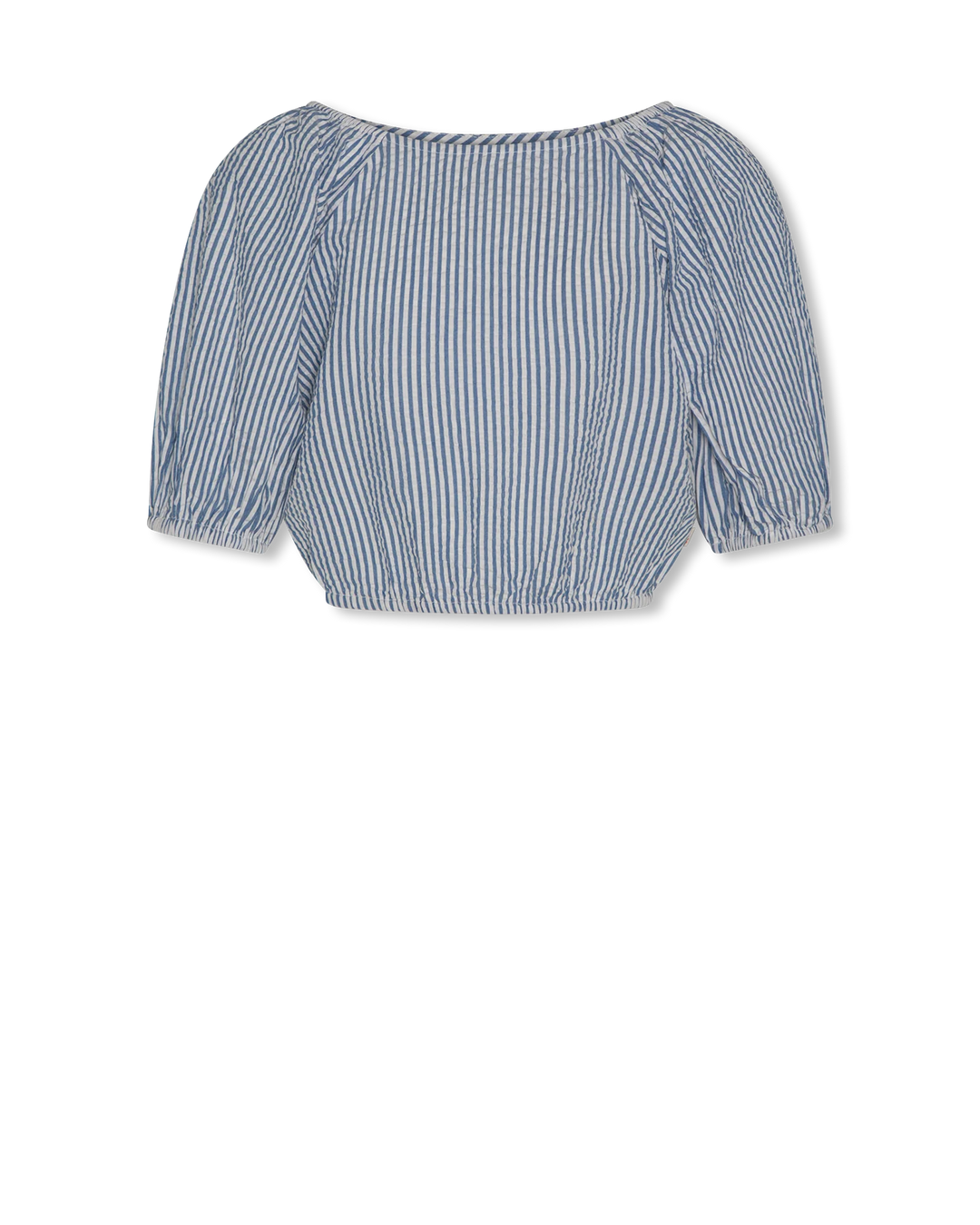 girls cobalt blue and white striped cropped blouse
