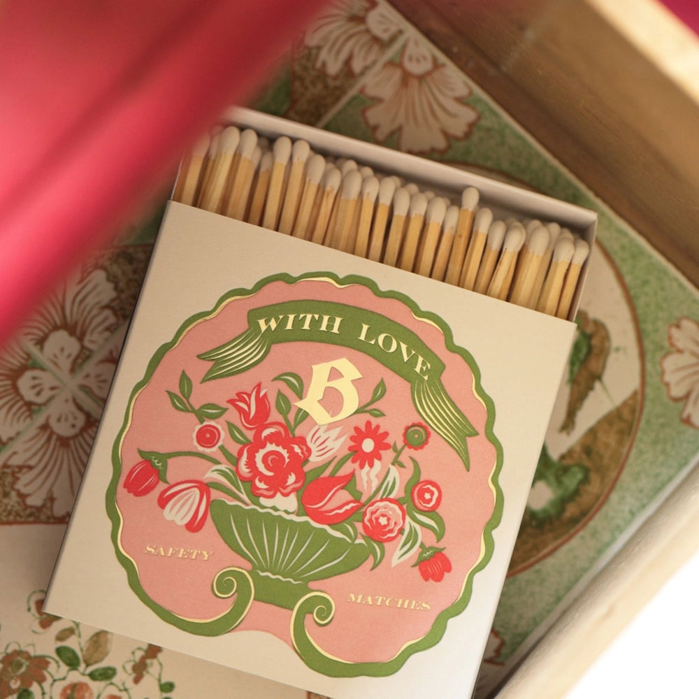 Archivist Gallery flower safety matches in decorative floral letterpress box