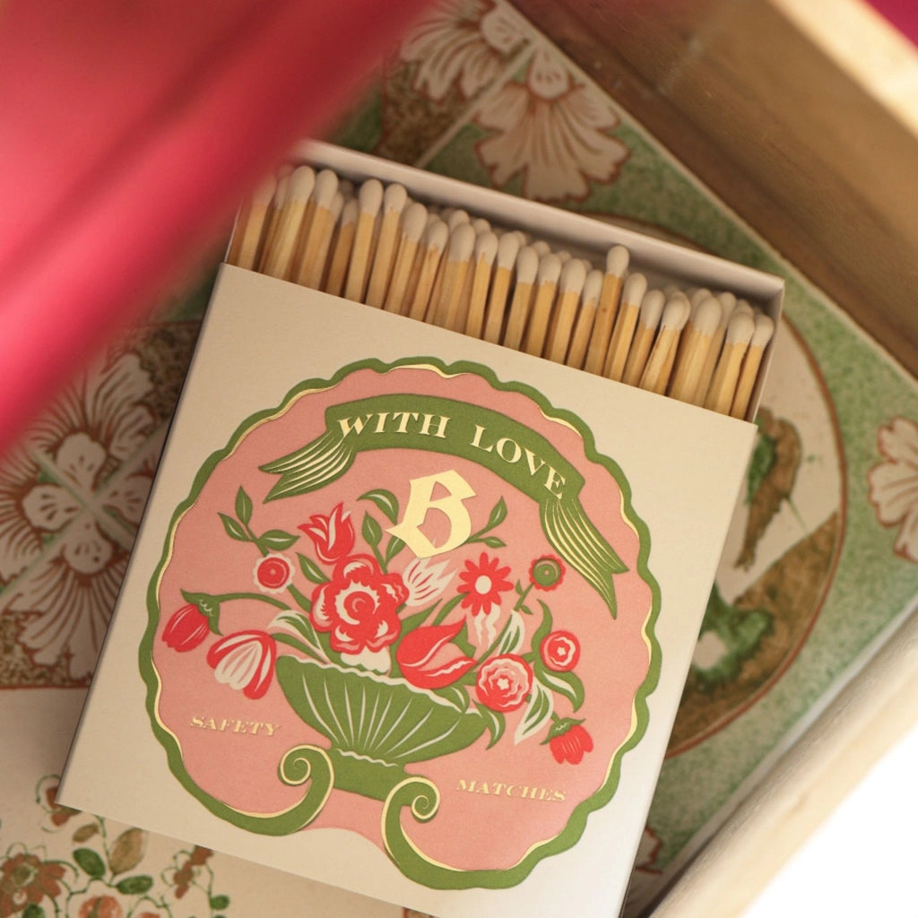 Archivist Gallery flower safety matches in decorative floral letterpress box