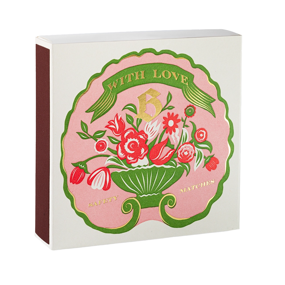 Archivist Gallery flower safety matches in decorative floral letterpress box