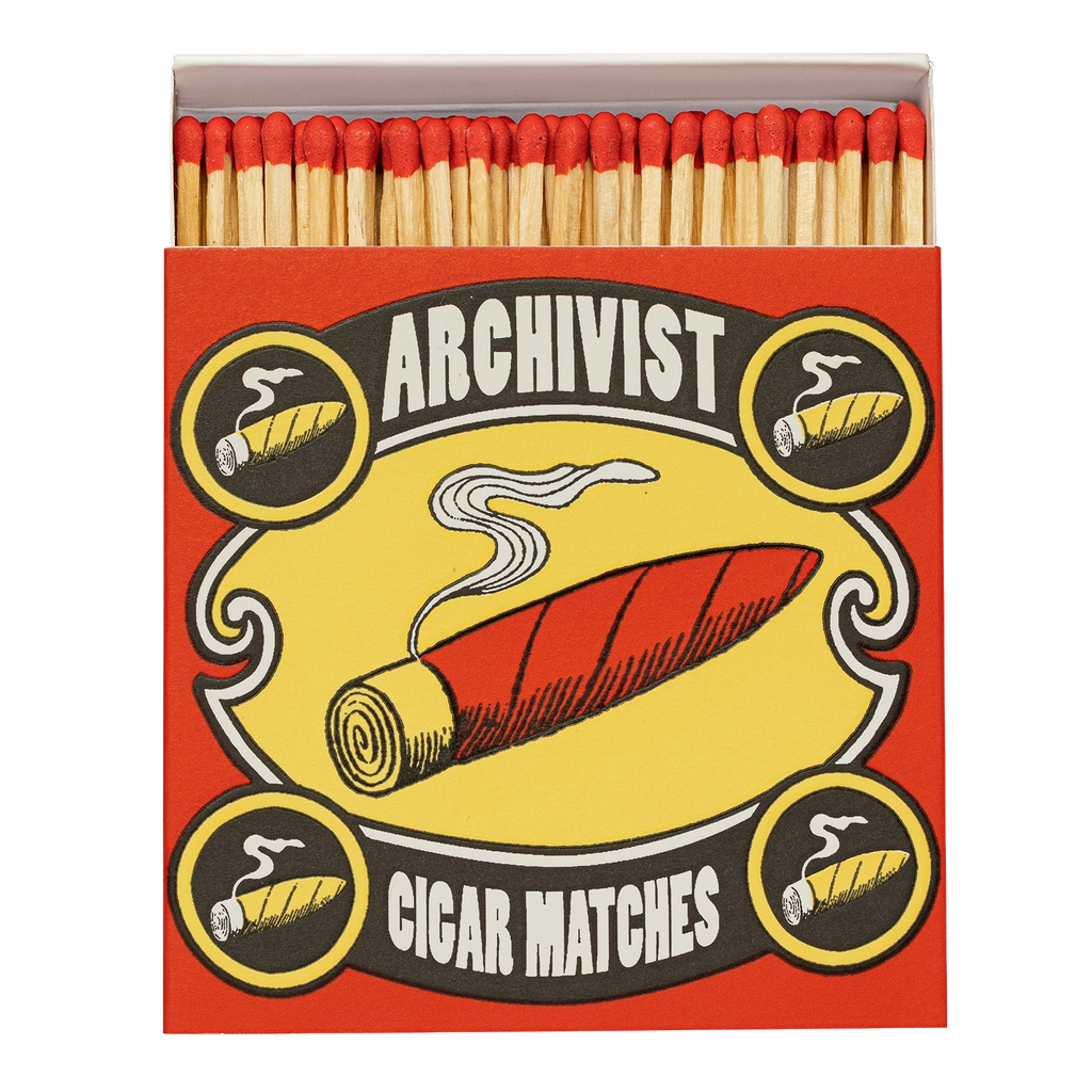 Archivist Gallery cigar matches in vintage-inspired luxury letterpress matchbox