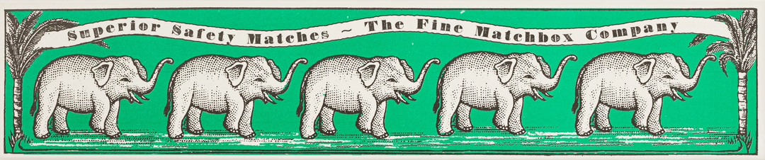 Archivist Gallery green elephant long matches in decorative letterpress box