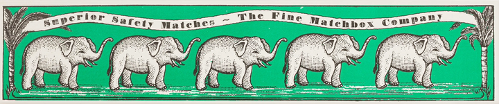 Archivist Gallery green elephant long matches in decorative letterpress box