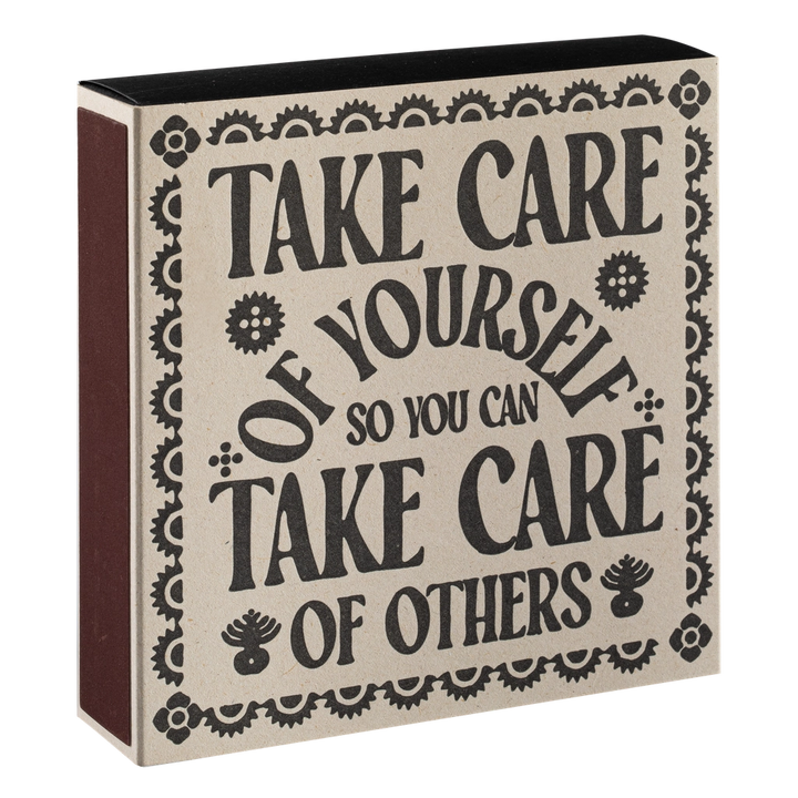 Archivist Gallery Take Care decorative safety matches in letterpress typography box