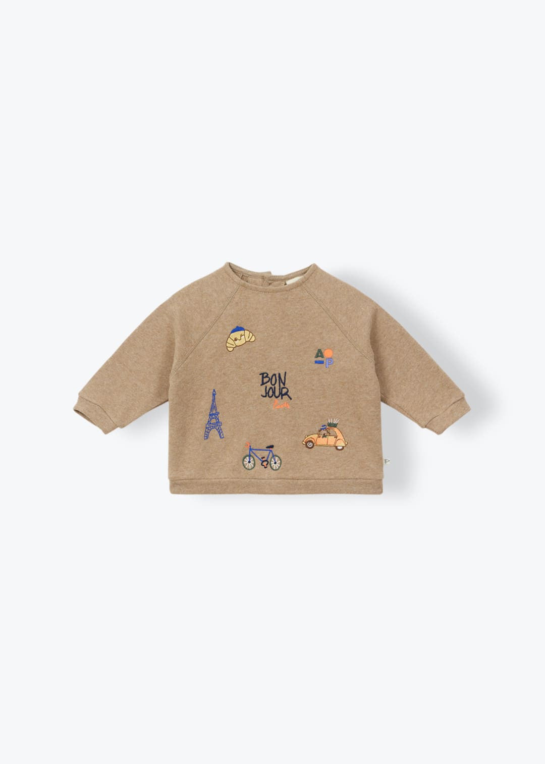 Arsène et les Pipelettes Bonjour Paris baby sweatshirt with front motif