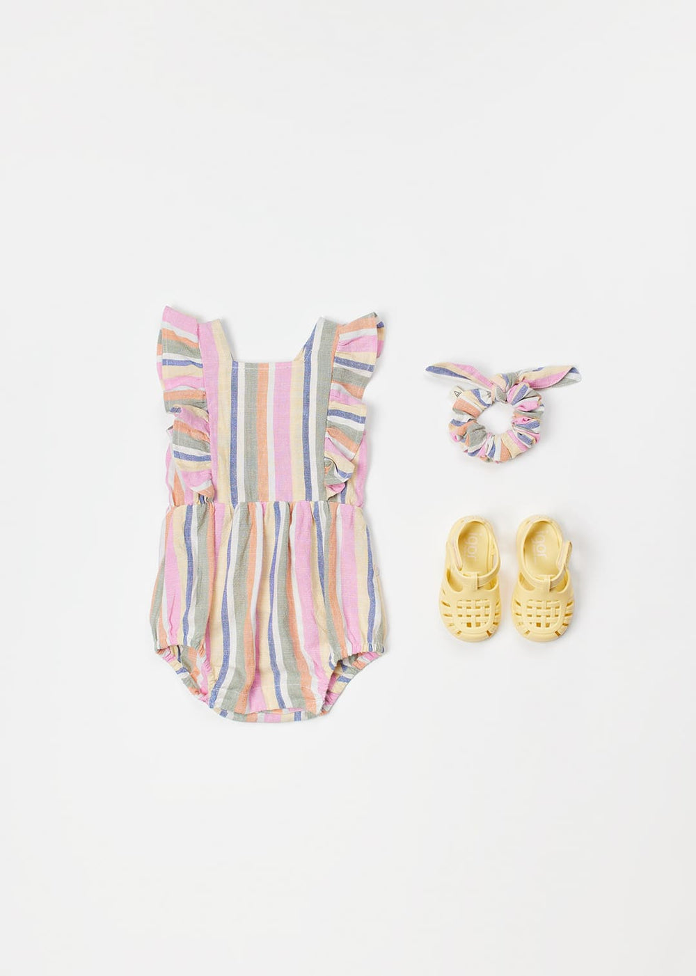 girls striped cotton romper in breathable fabric