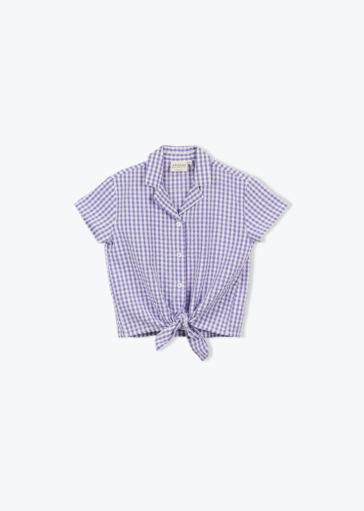 Blouse Girl Gingham Purple Finlea - قميص