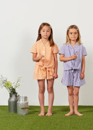 Blouse Girl Gingham Orange Finlea - قميص