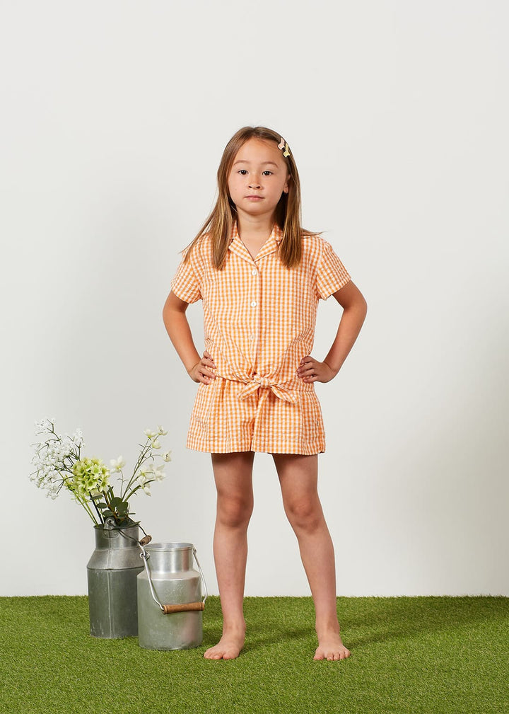 Blouse Girl Gingham Orange Finlea - قميص