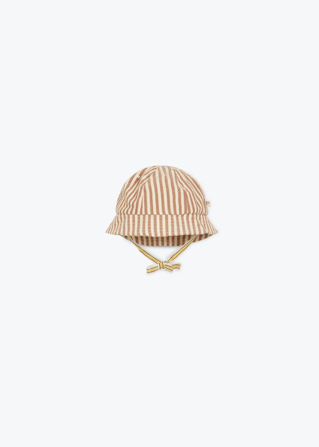 baby brown striped cotton bucket hat

