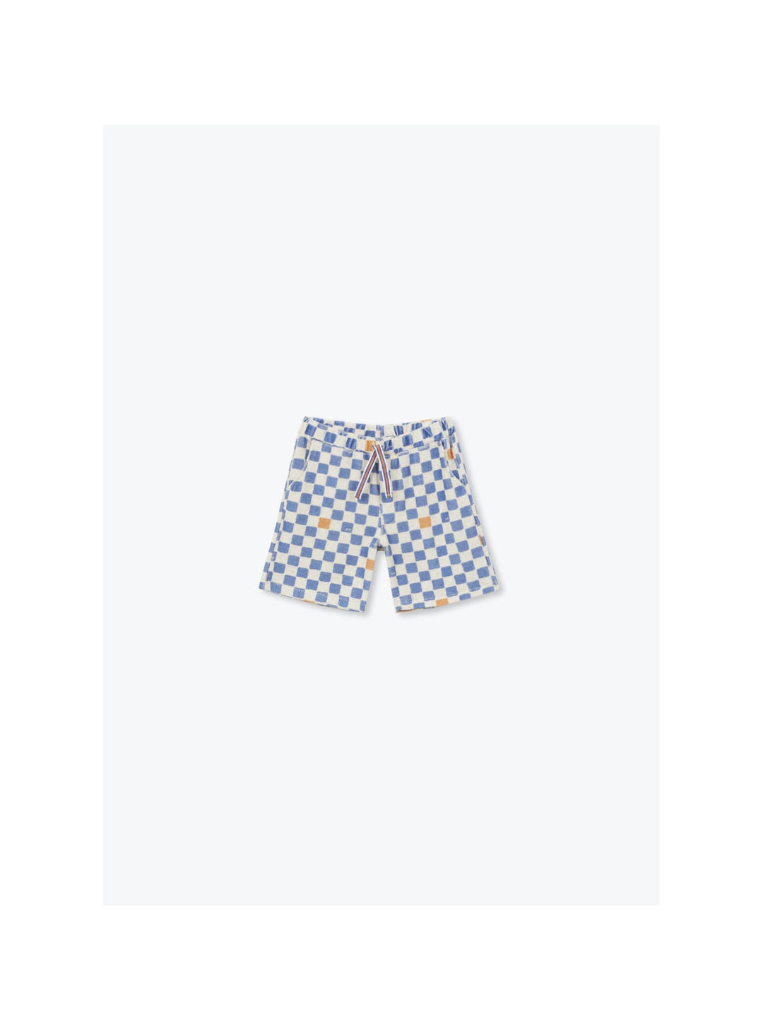girls terry cotton bermuda shorts with checkered pattern