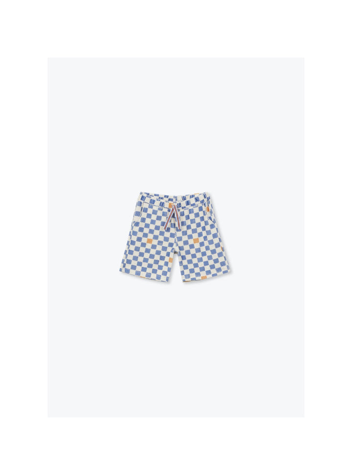 girls terry cotton bermuda shorts with checkered pattern