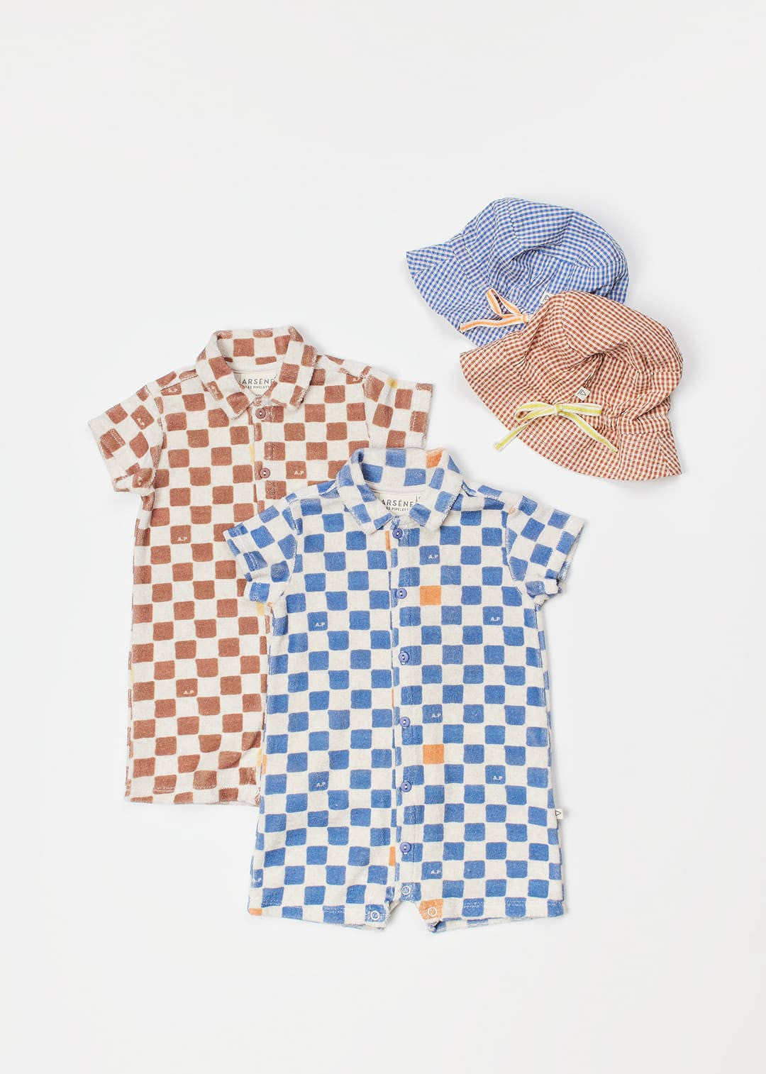 girls checkered terry cotton jumpsuit