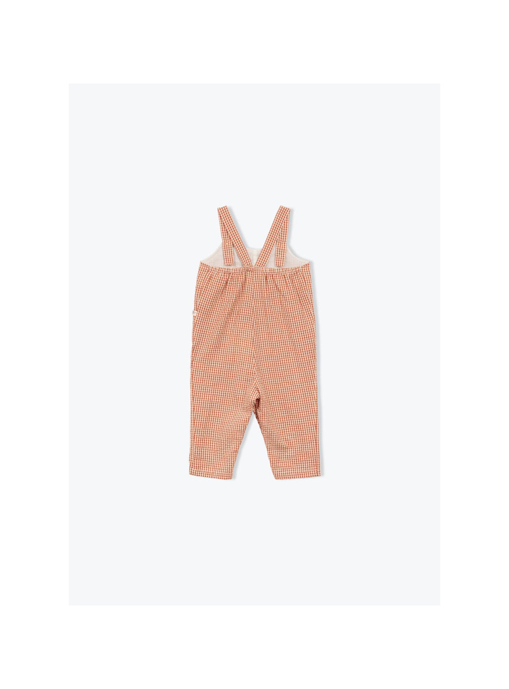 baby brown gingham cotton overalls
