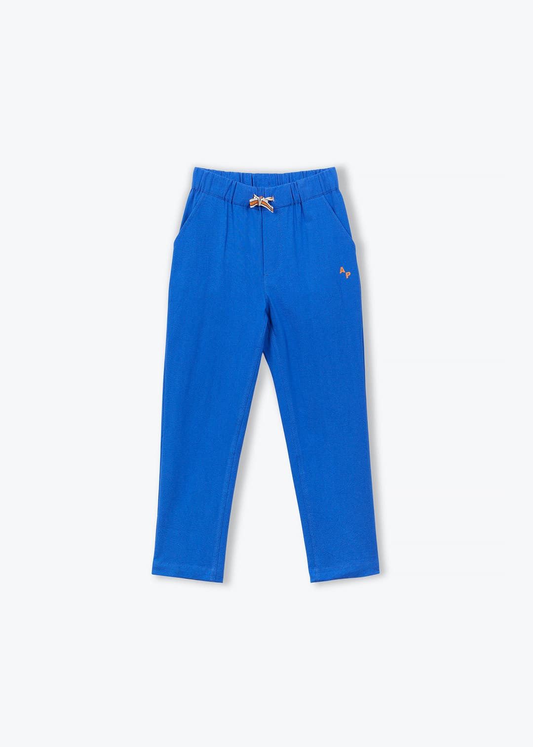 boys cobalt blue cotton trousers elastic waist
