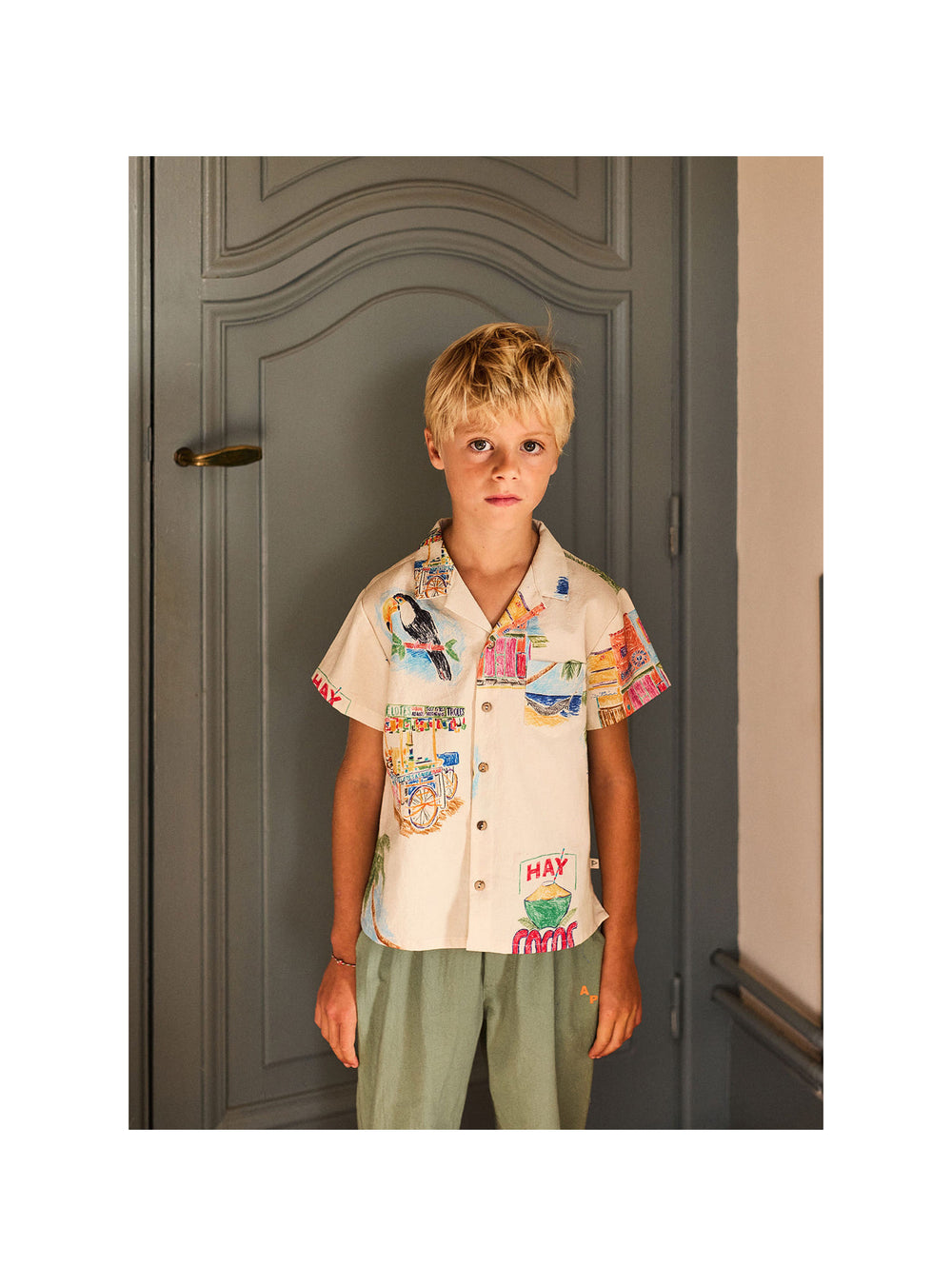 girls cotton summer shirt with classic collar